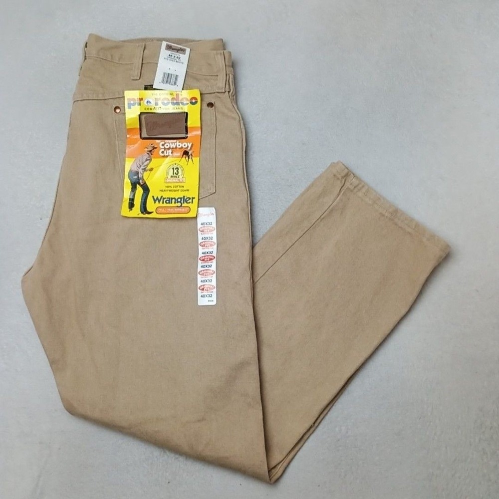 Wrangler Jeans Mens 40x32 Beige Original Cowboy Cut 5-Pocket Western Rodeo 13WMZ